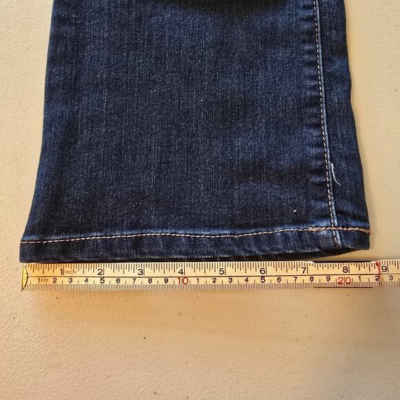 Vintage America Blues Boho Bootcut Women's 8 Blue Dark Wash Embroidered Pockets - Picture 16 of 16